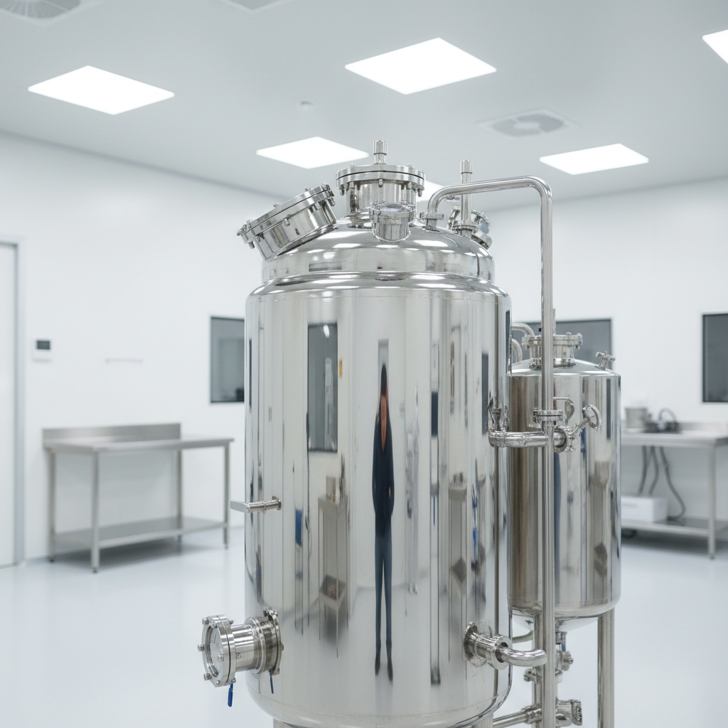 Pharmaceutical grade stainless steel bioreactor vessel with mirror polished surface in cleanroom
