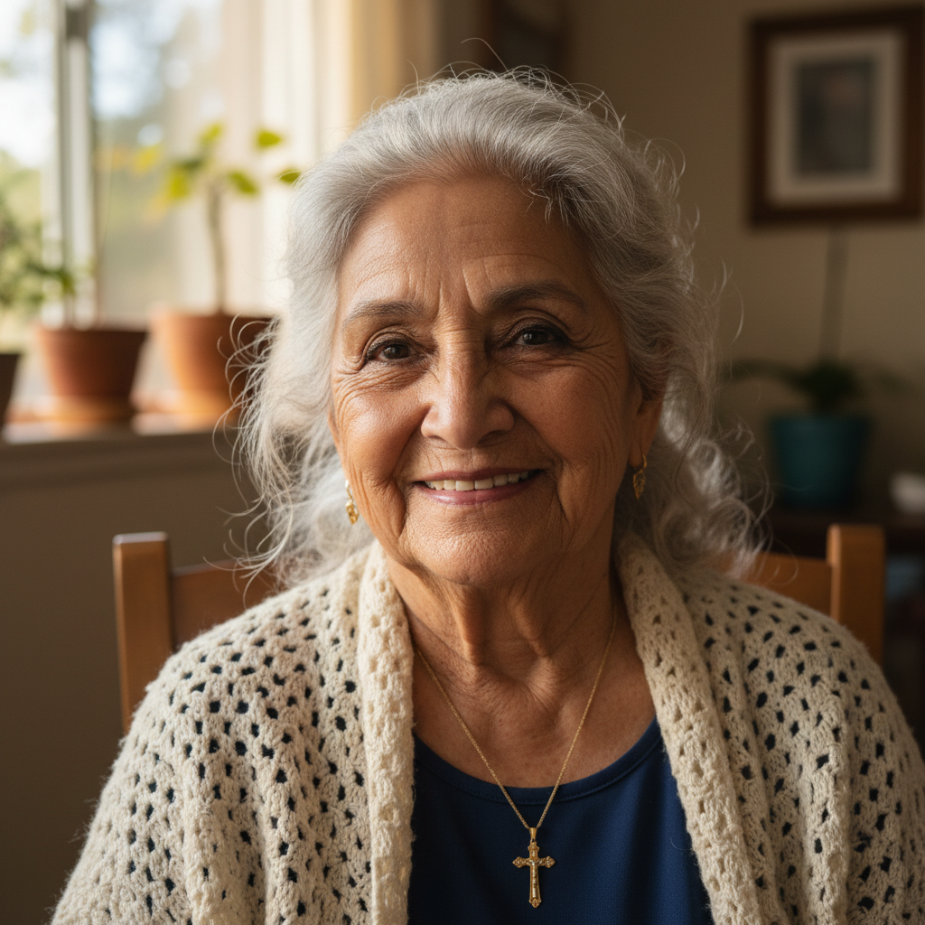 Marisol Guerrero, a Latina grandmother with silver hair and a proud smile