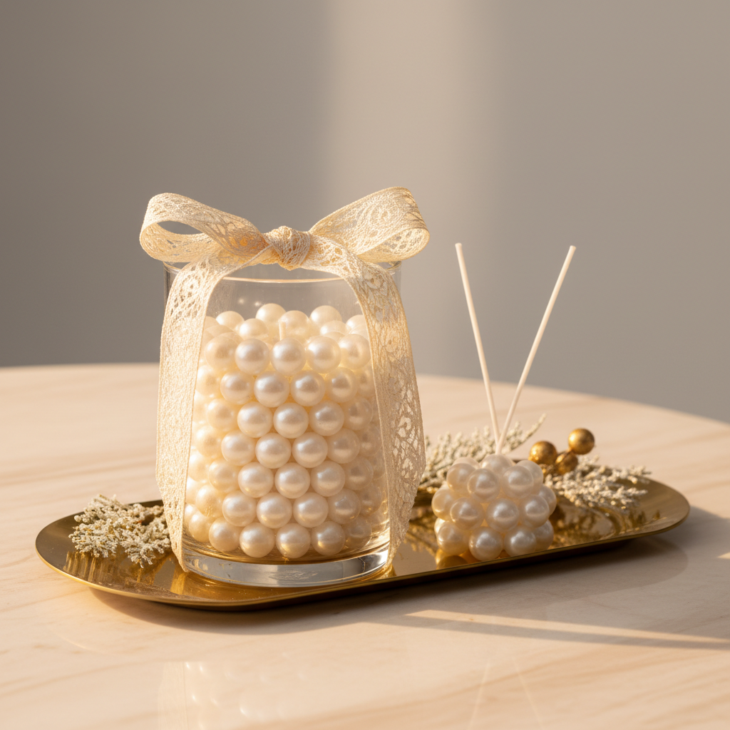 Luxury candle set gift packaging dark atmospheric warm glow with deep shadows