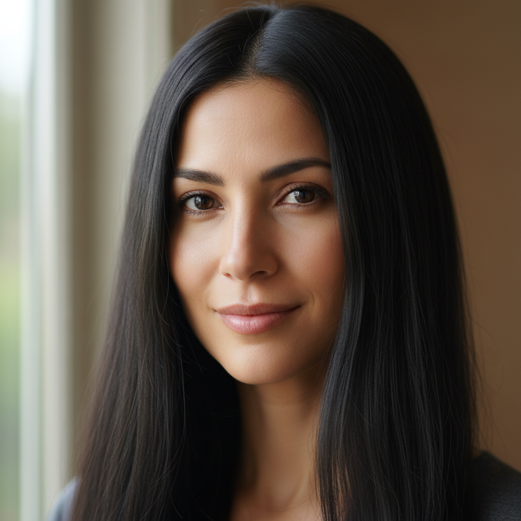 Portrait of a woman with straight hair