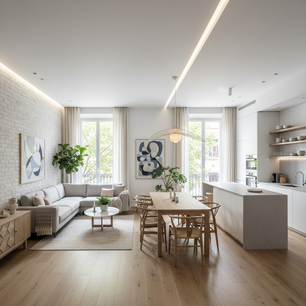 Reforma completa de apartamento moderno en Gràcia con diseño nórdico y espacios luminosos