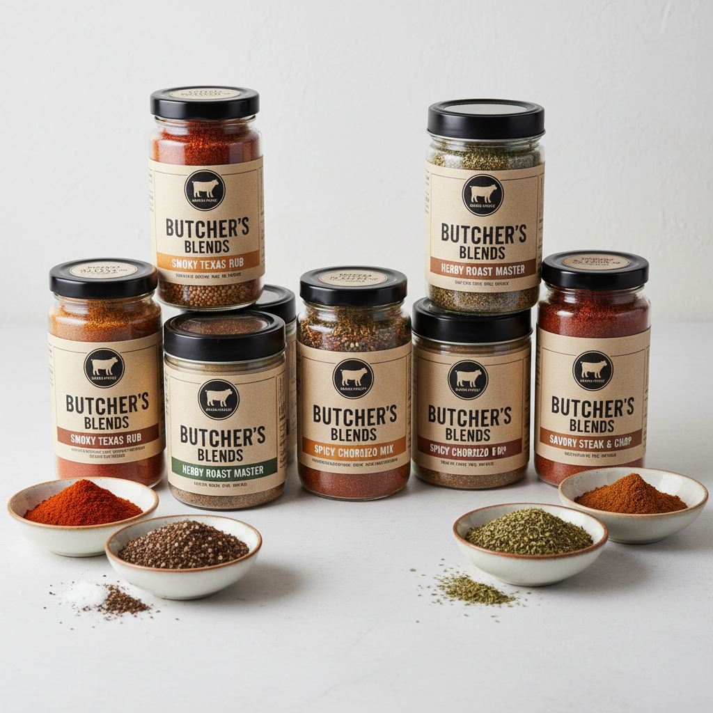 Colourful assorted spice blends in small bowls on a bright white surface
