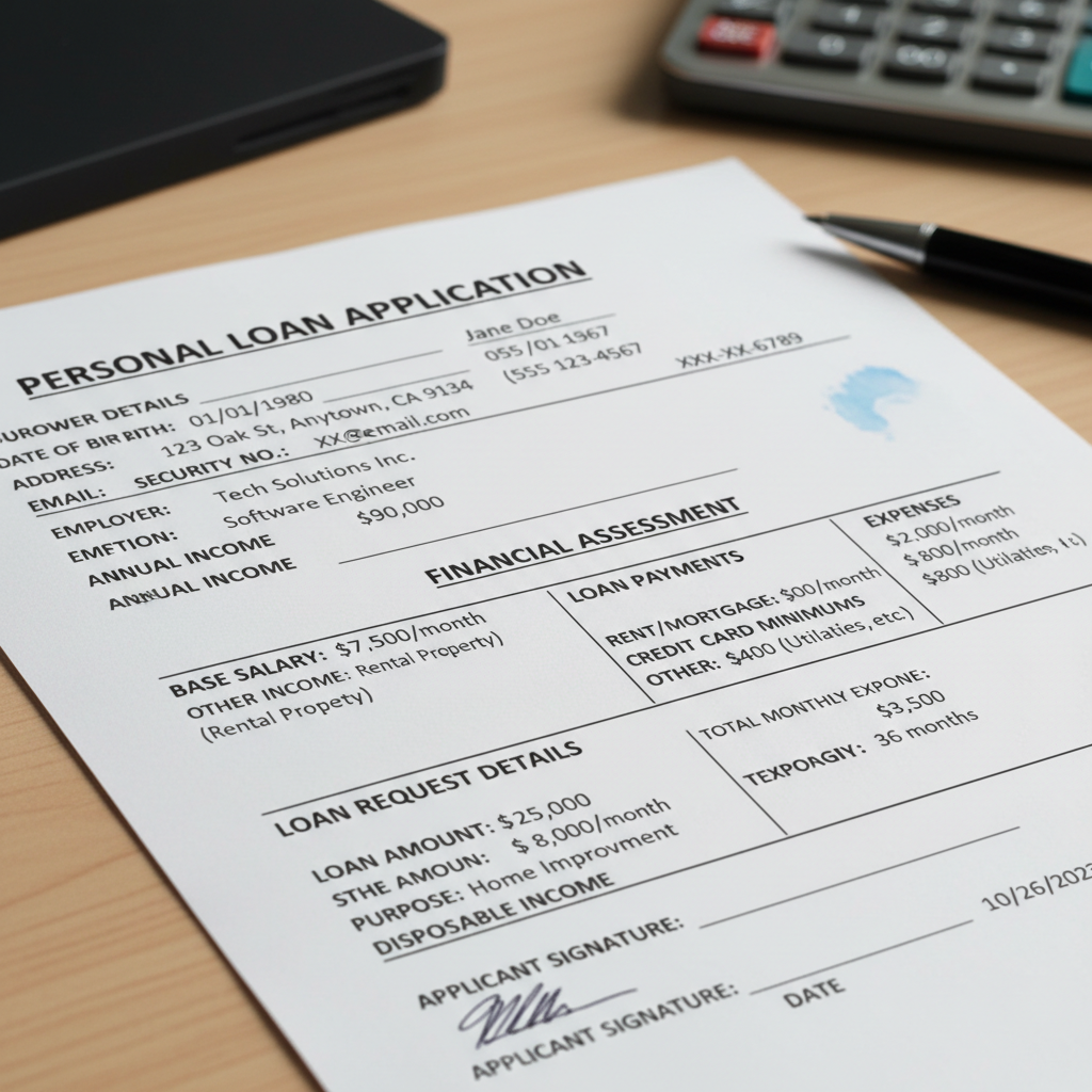 Education loan application showing bank options interest rates and repayment schedule
