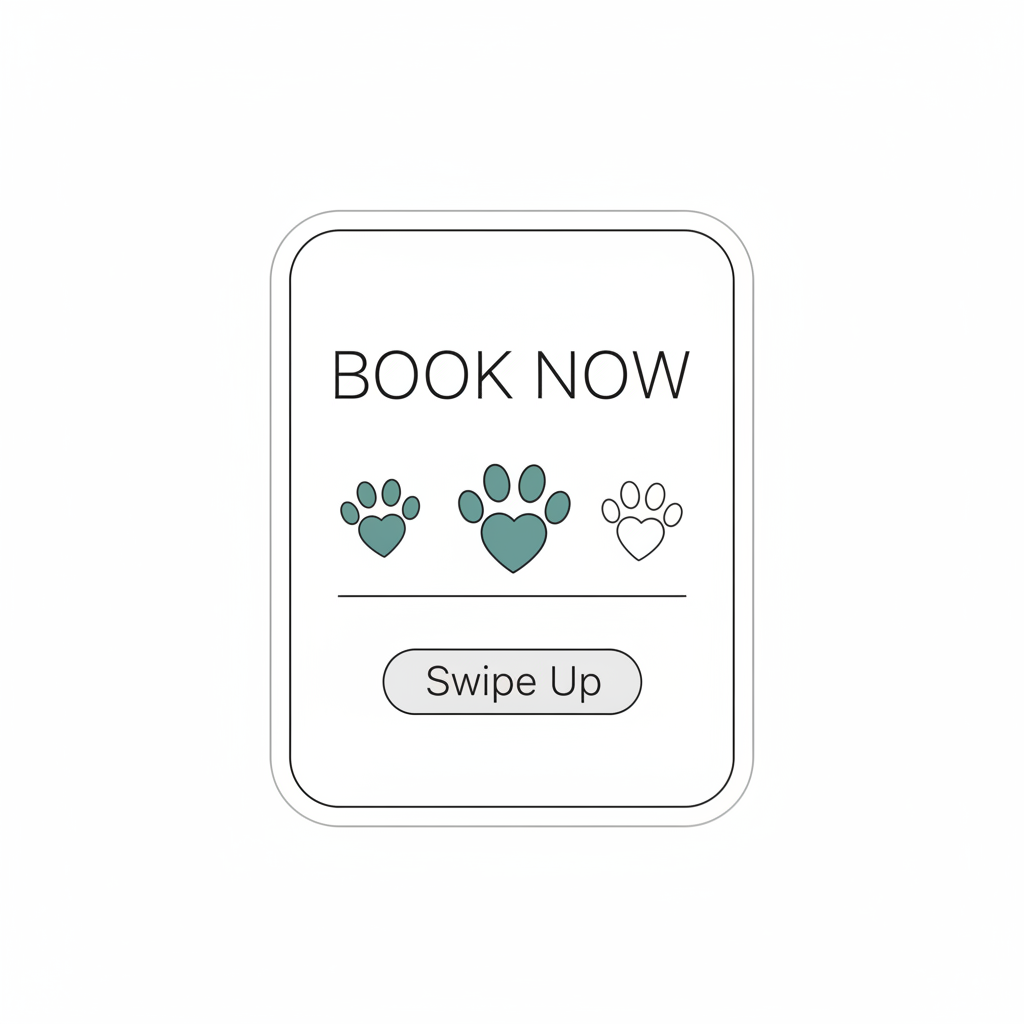 Book Now Instagram story template with paw print icons