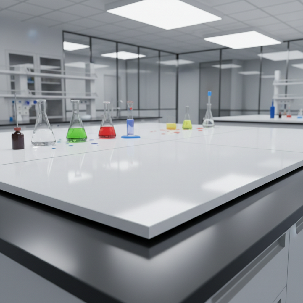 Scientific lab equipment microscope on white background, bright clinical lighting, clean white surfaces, well-lit laboratory environment