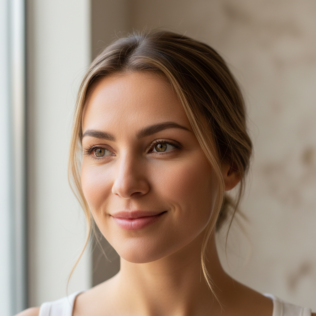 Renata after four PRP sessions showing restored facial volume and refined skin tone