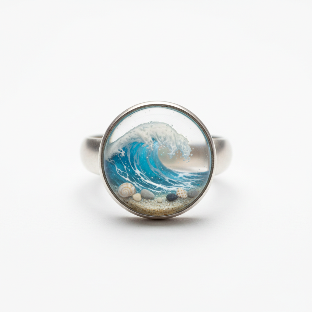 Ocean Whisper Larimar pendant with soft blue mineral cabochon set in sterling silver