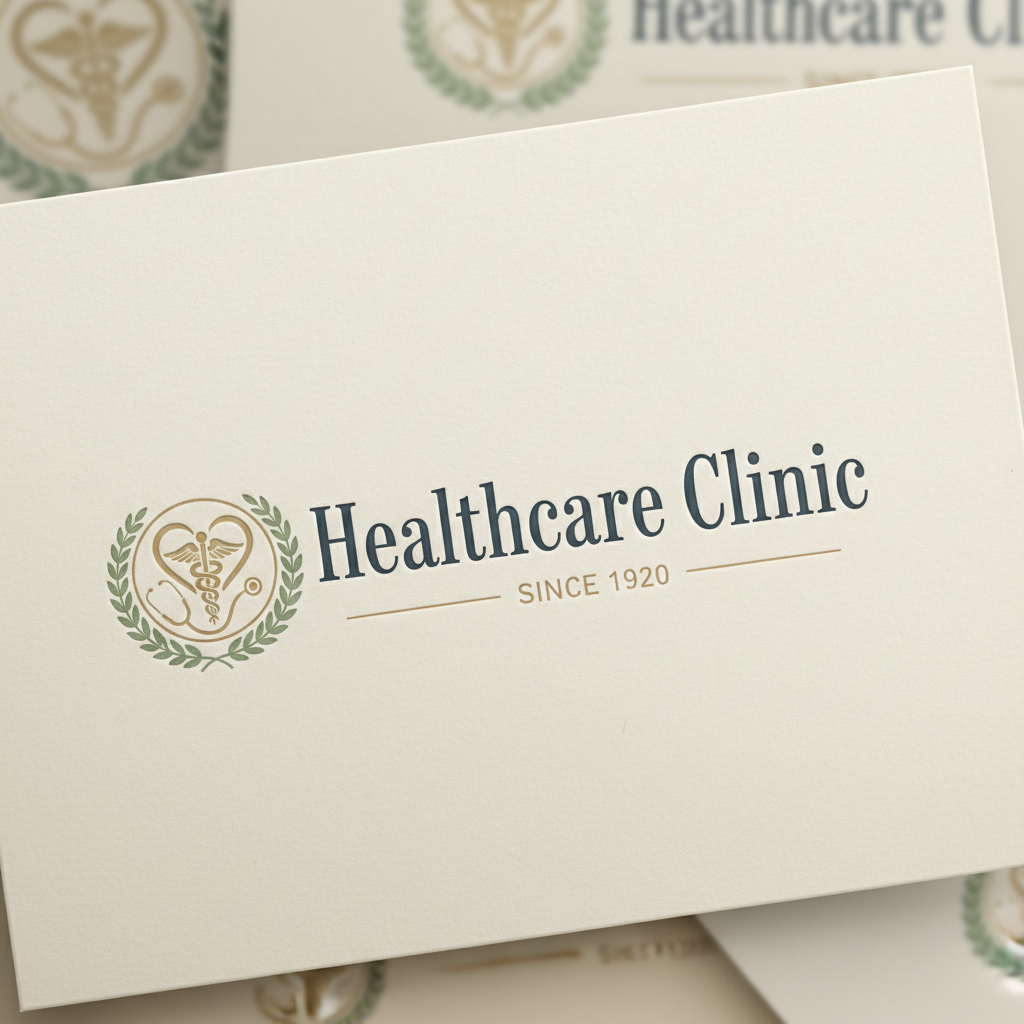 Generic clinic website with stock medical imagery, outdated blue gradient header, and dense paragraph text