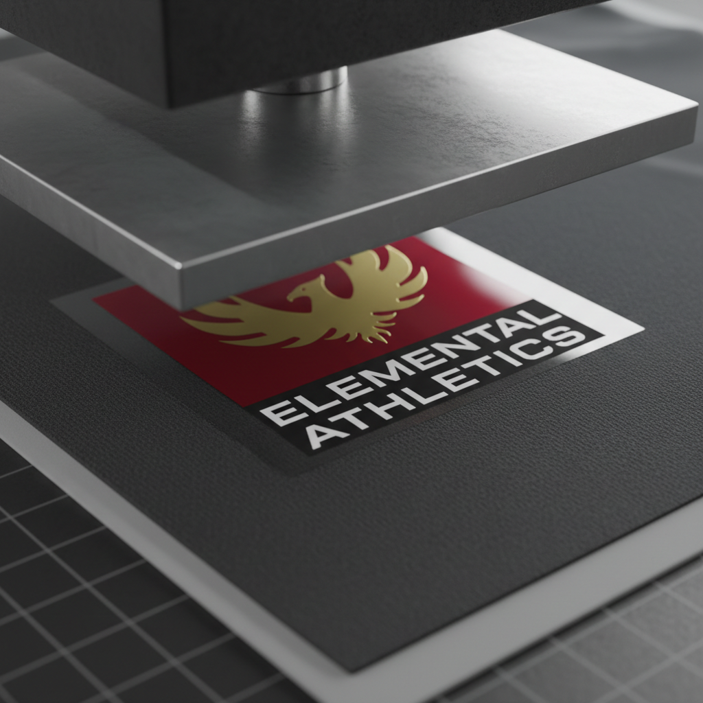Heat transfer vinyl cutting machine preparing design for application on garment