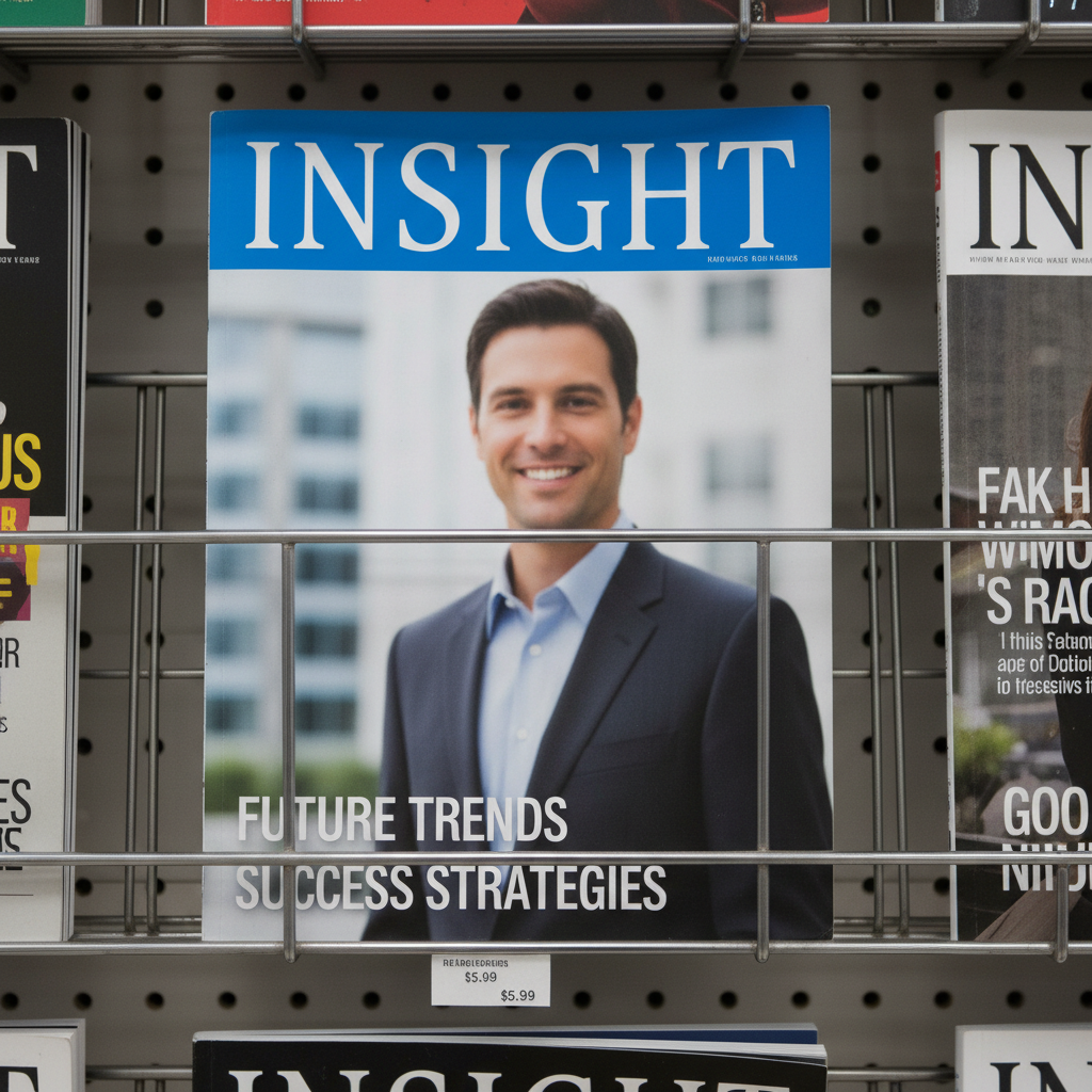 Generic magazine cover showing digital typeface masthead that lacks character and distinction on newsstand