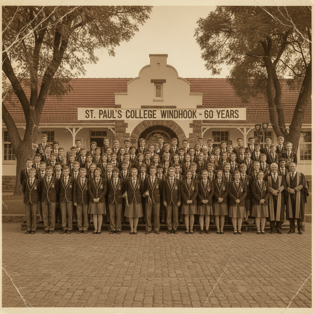 Historical photograph celebrating 60 years of St. Paul's College Windhoek