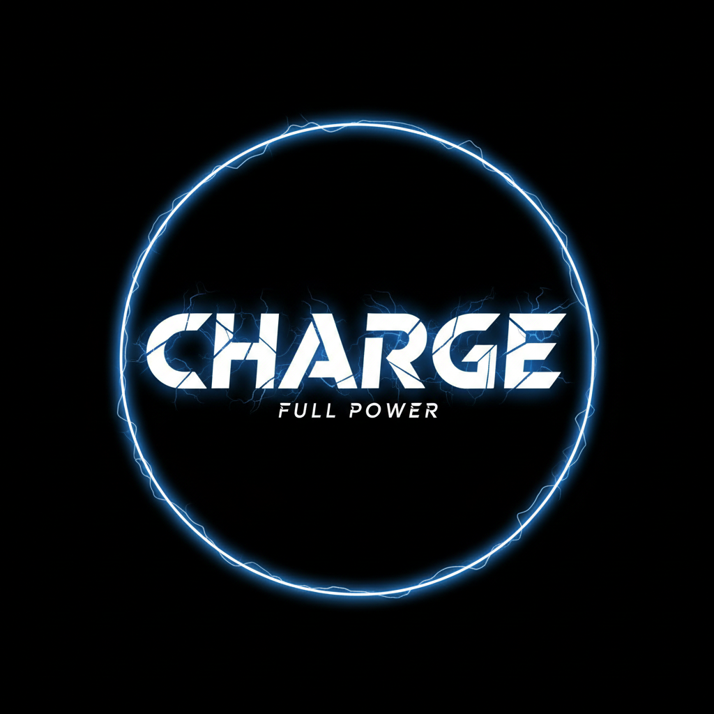 Bold glowing typographic design with electric light effects and dramatic letter forms