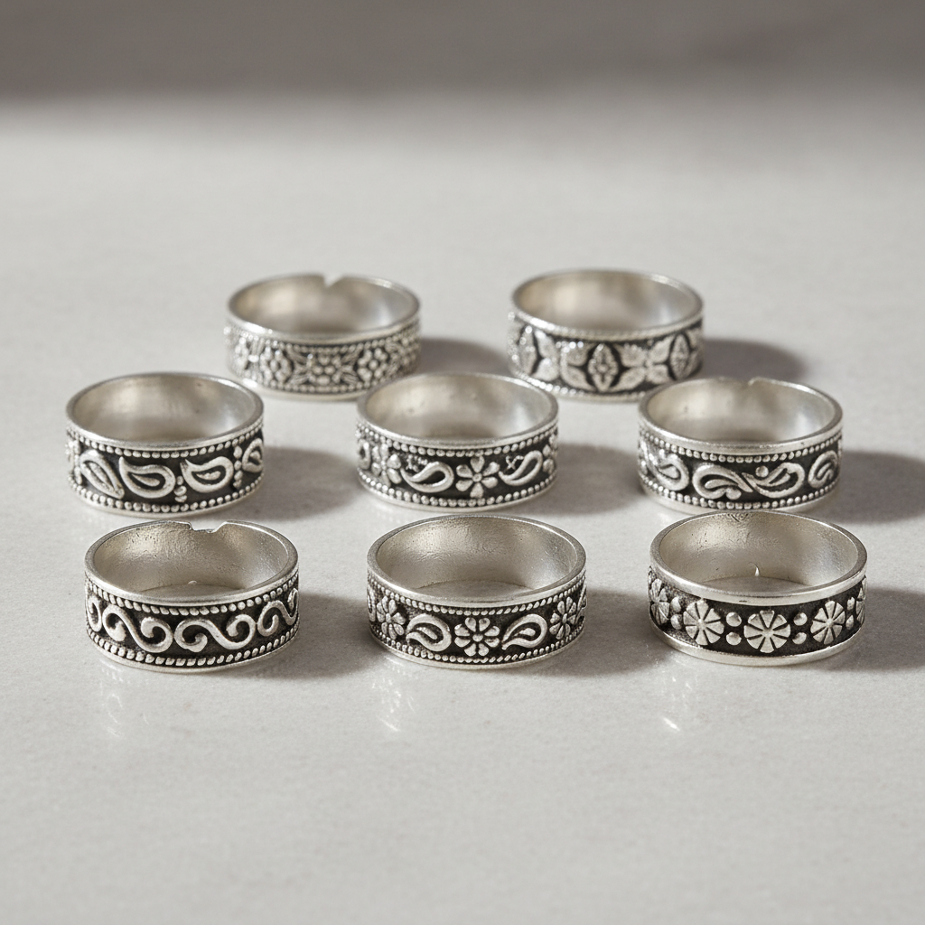 Silver toe rings collection