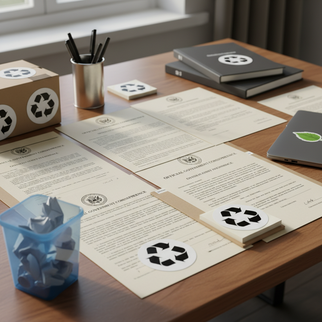 Government subsidy paperwork and solar documents on desk, official forms, bright office