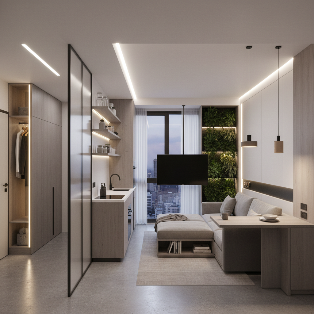 Estudio optimizado con soluciones multifuncionales y diseño inteligente