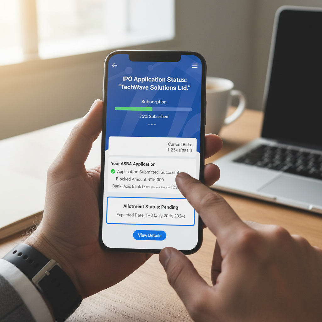 IPO application process showing ASBA form subscription status and allotment