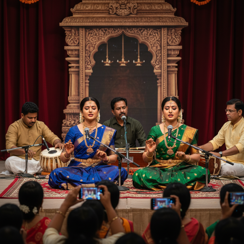 Anahita and Apoorva together — classical Carnatic vocal duo