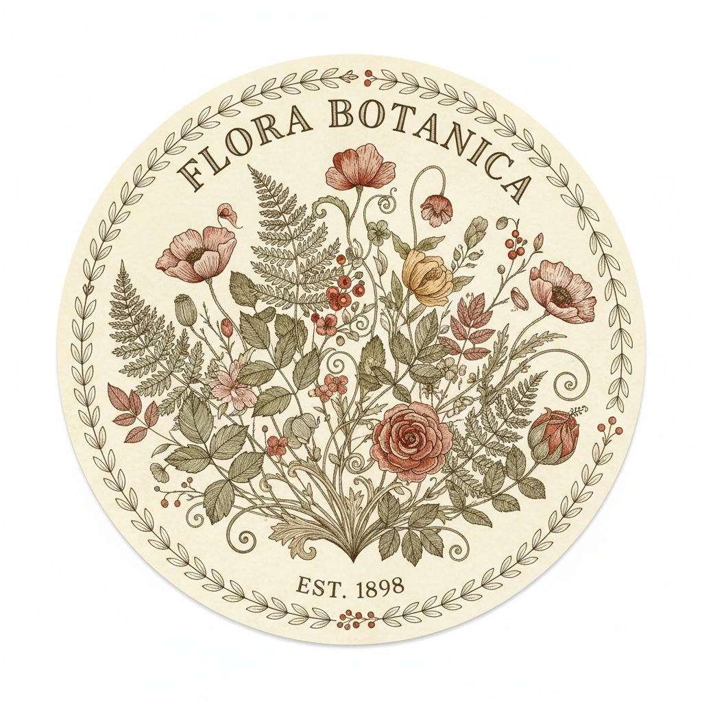 Editorial illustration series with detailed botanical line work and earthy color palette