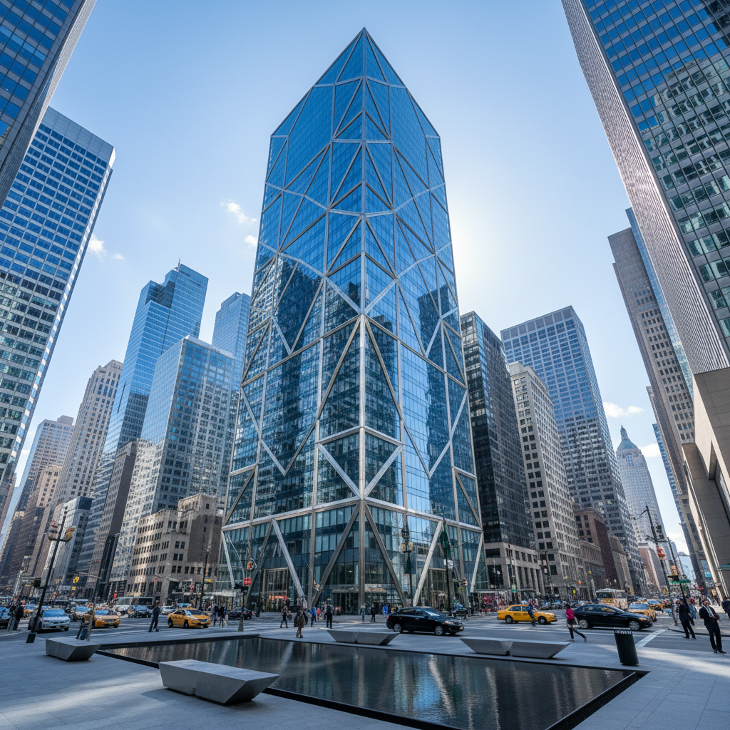 UnitedFXA modern glass headquarters building in a major financial district