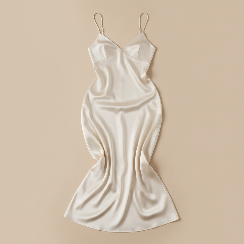 Silk camisole top in ivory, minimalist studio photography, soft light