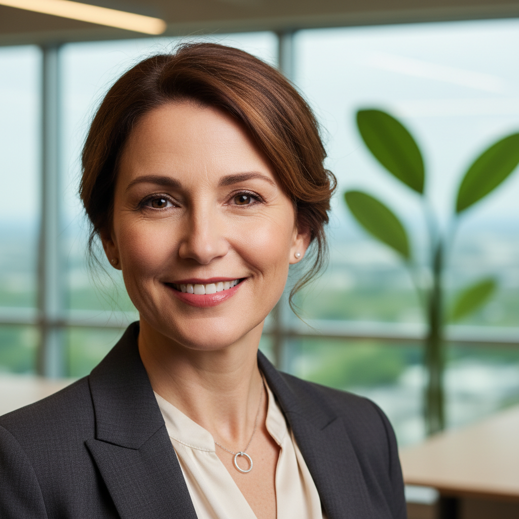 Margaret Chen, former Managing Director at Goldman Sachs, now Climate Tech founder, mid-smile with confident gaze