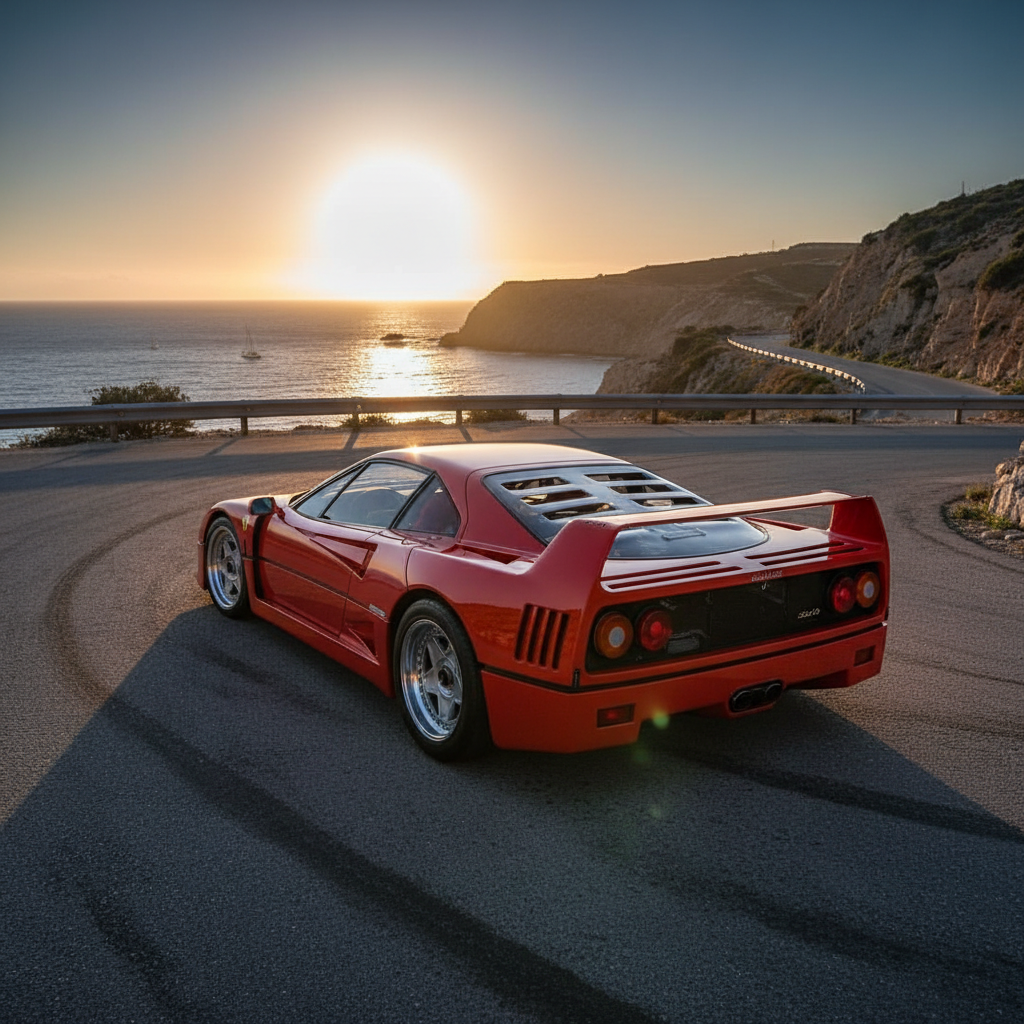 Ferrari F40 supercar — Enzo Ferrari's final car, developed by Leonardo Fioravanti at Pininfarina through intensive wind tunnel clay modeling in just 13 months