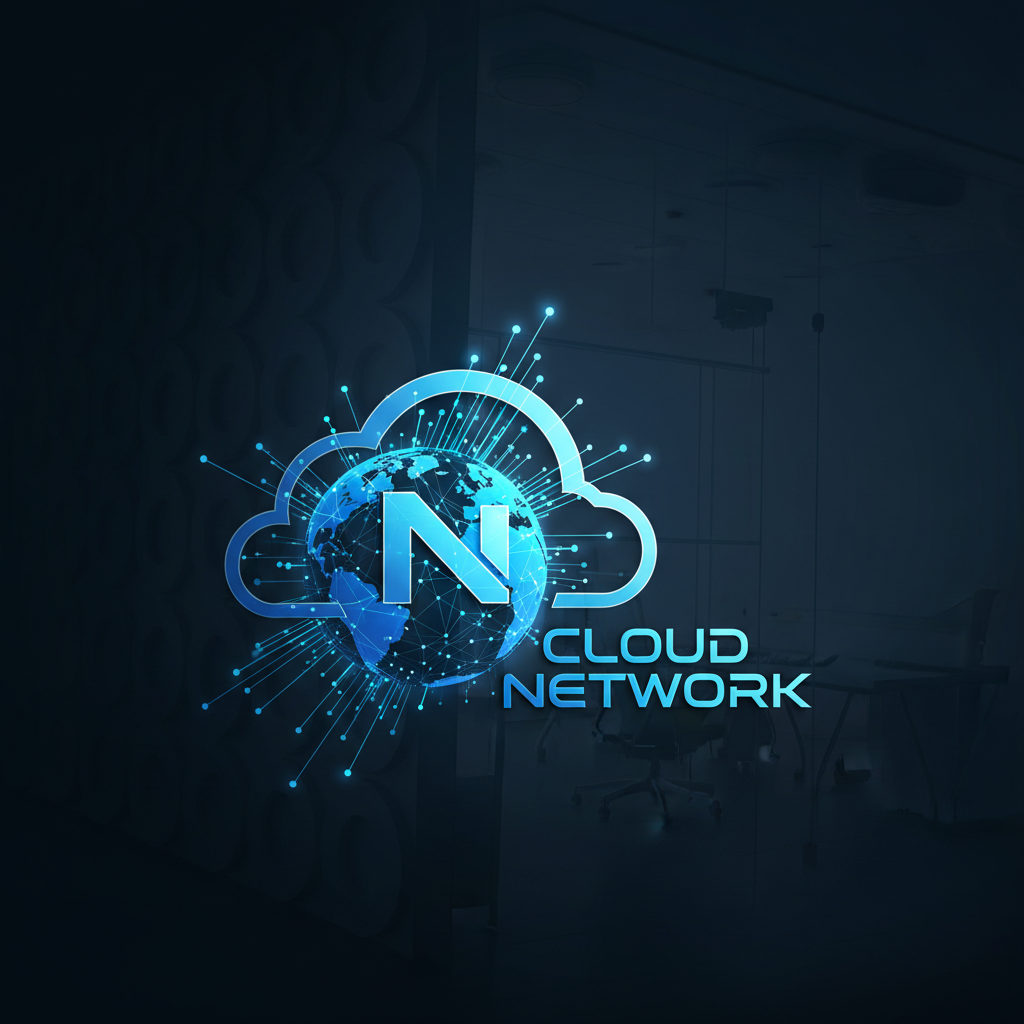 Abstract blue digital globe with network connection lines and glowing nodes on dark background representing cloud infrastructure