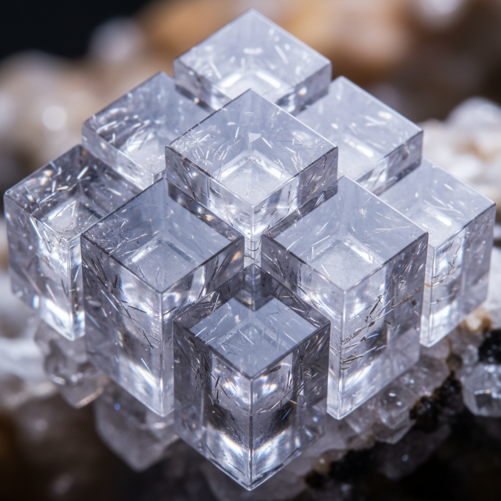 Microscopic view of crystalline material structure with geometric patterns under electron microscope