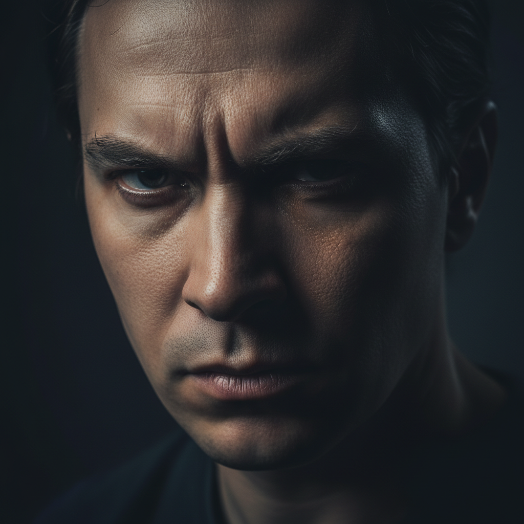 Photography portfolio with dark dramatic lighting, deep shadow environment