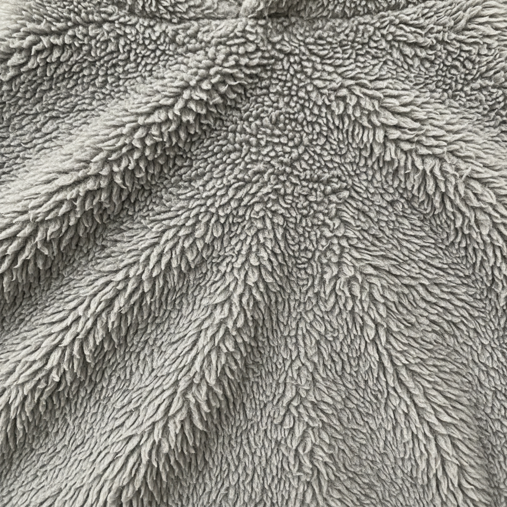 Hoodie fleece texture showing deep pile structure with uniform fiber orientation and soft surface