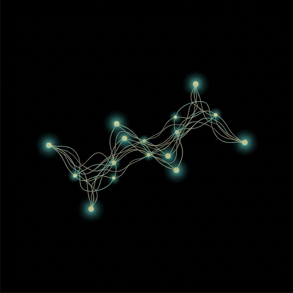 Abstract neural network visualization with glowing blue nodes