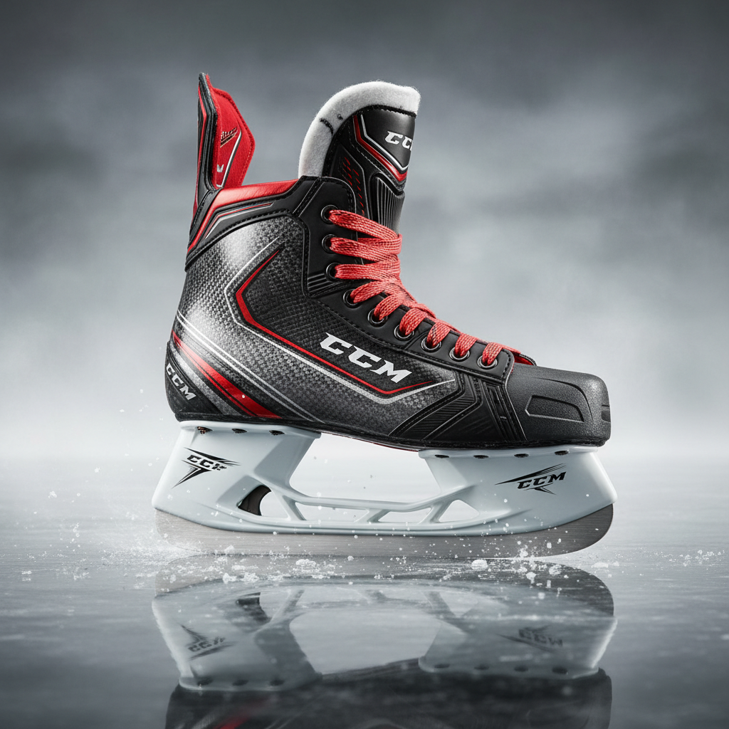 Patins à glace CCM noirs sur glace