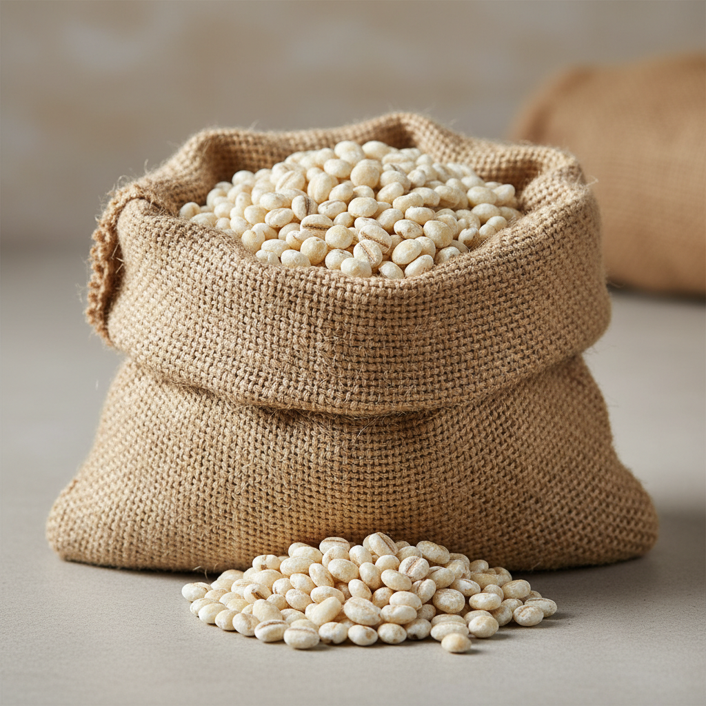 Barley grains in sacks