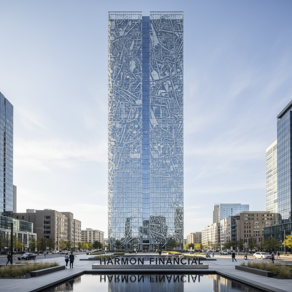 Harmon Financial headquarters tower with custom ceramic frit patterned glass facade in New York