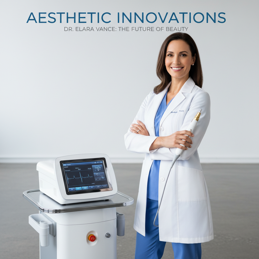 Professional magazine cover featuring Dr. Cyril in medical attire with aesthetic medicine equipment