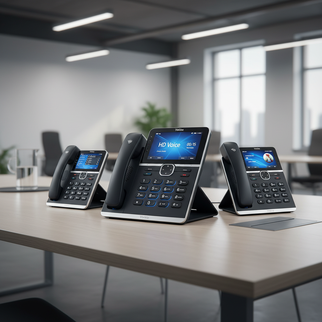 Yealink IP desk phones with HD voice display for enterprise office communication