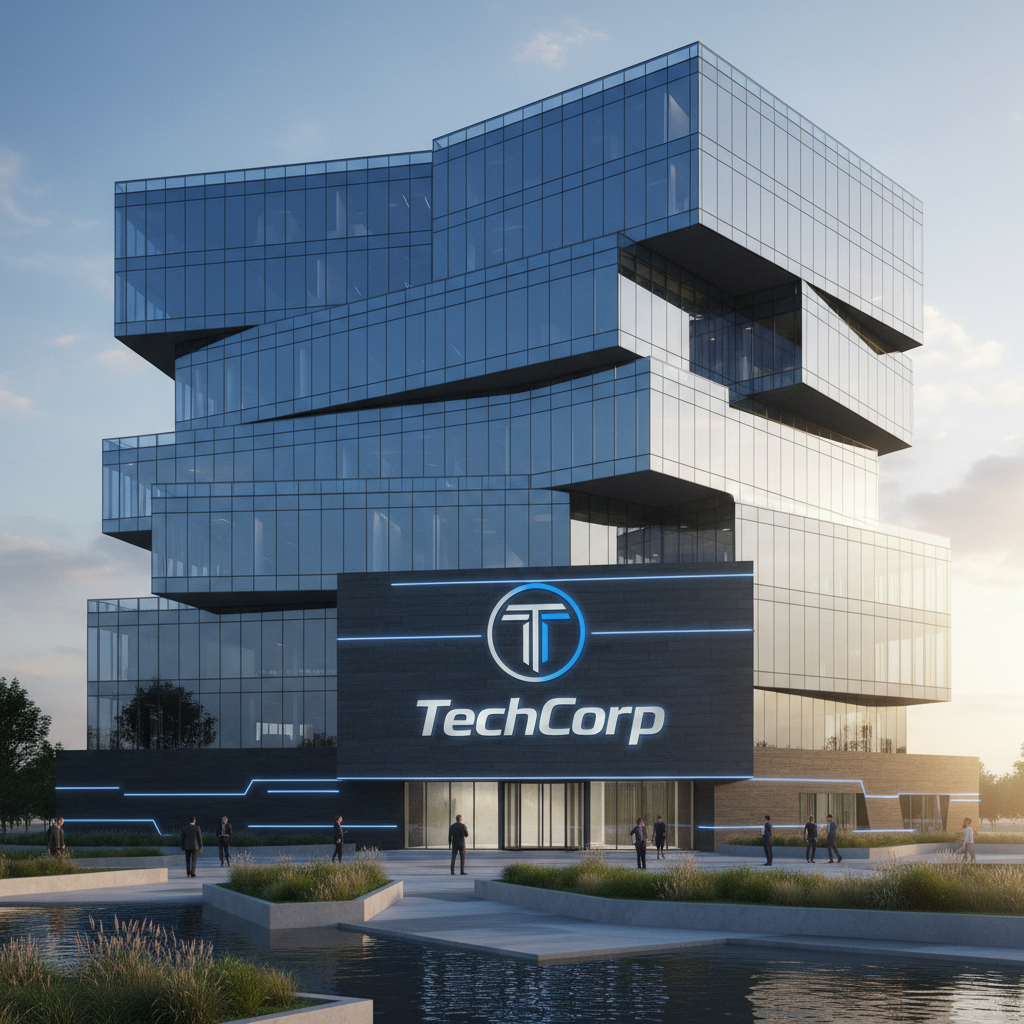 Modern glass office building representing tech company headquarters