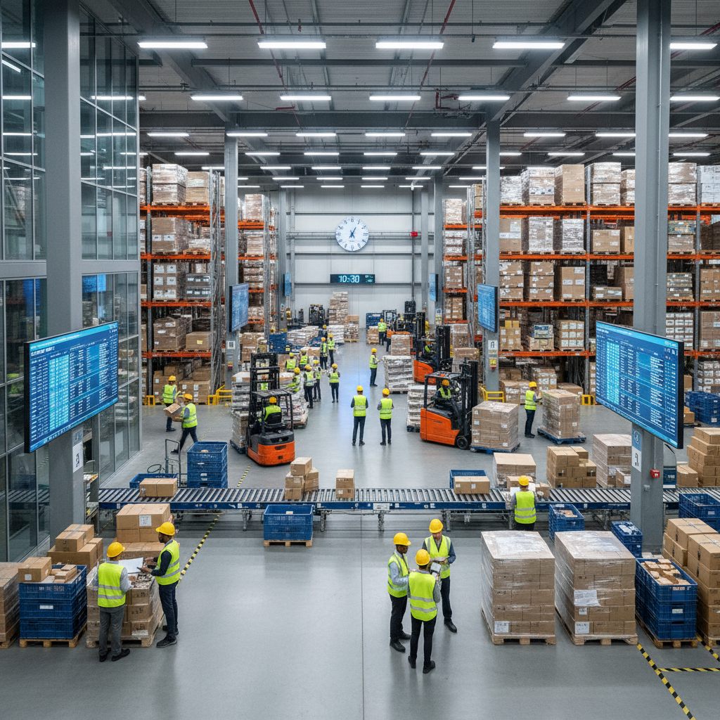 Professionelles Logistikteam in modernem Distributionszentrum