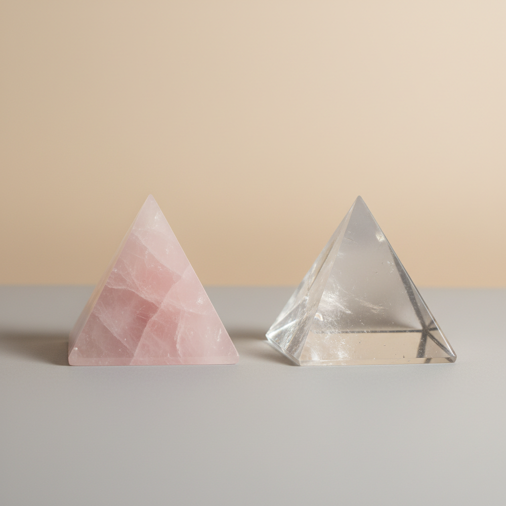 Clear crystal quartz pyramid with flat base for vastu and energy healing