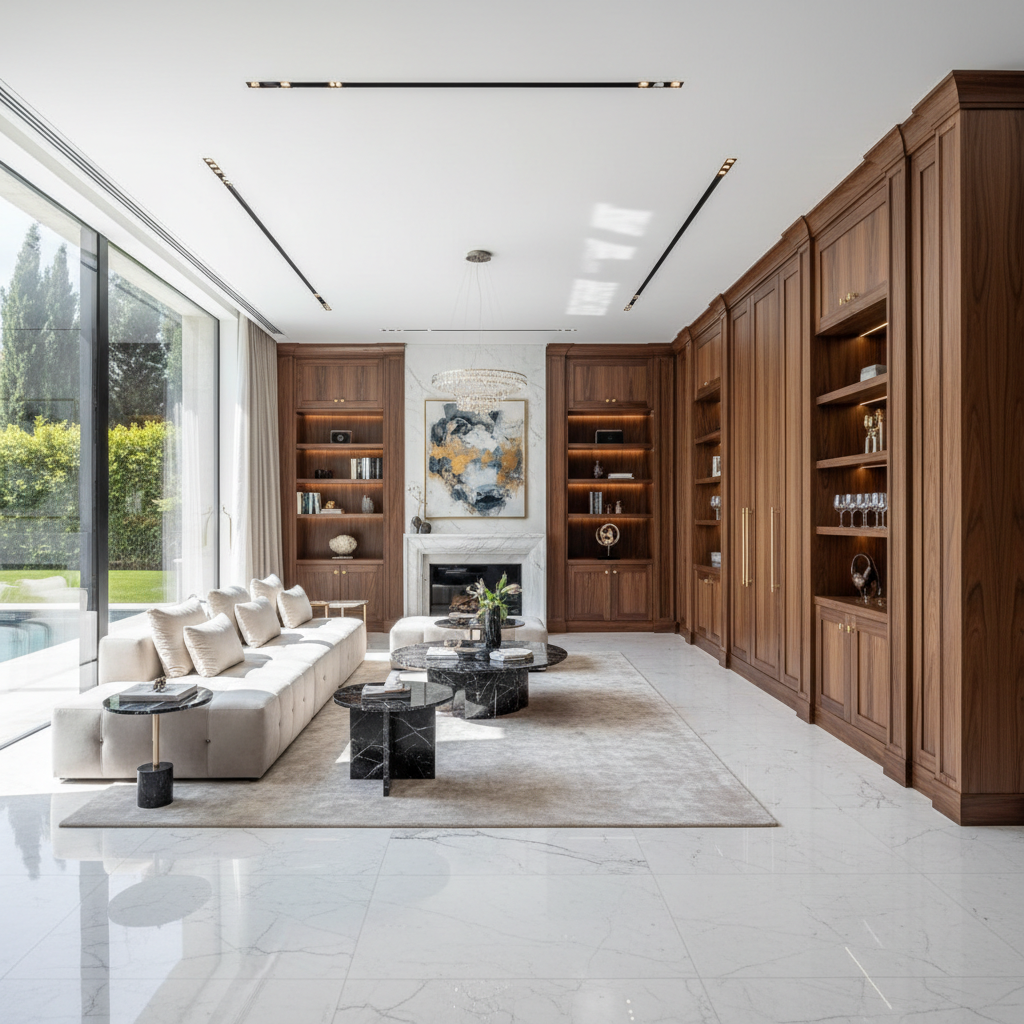 Rosewood Villas premium interior with marble flooring and open plan living area