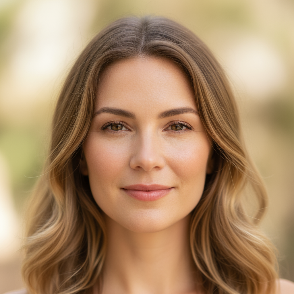 Reina Flores, wellness creator with serene expression