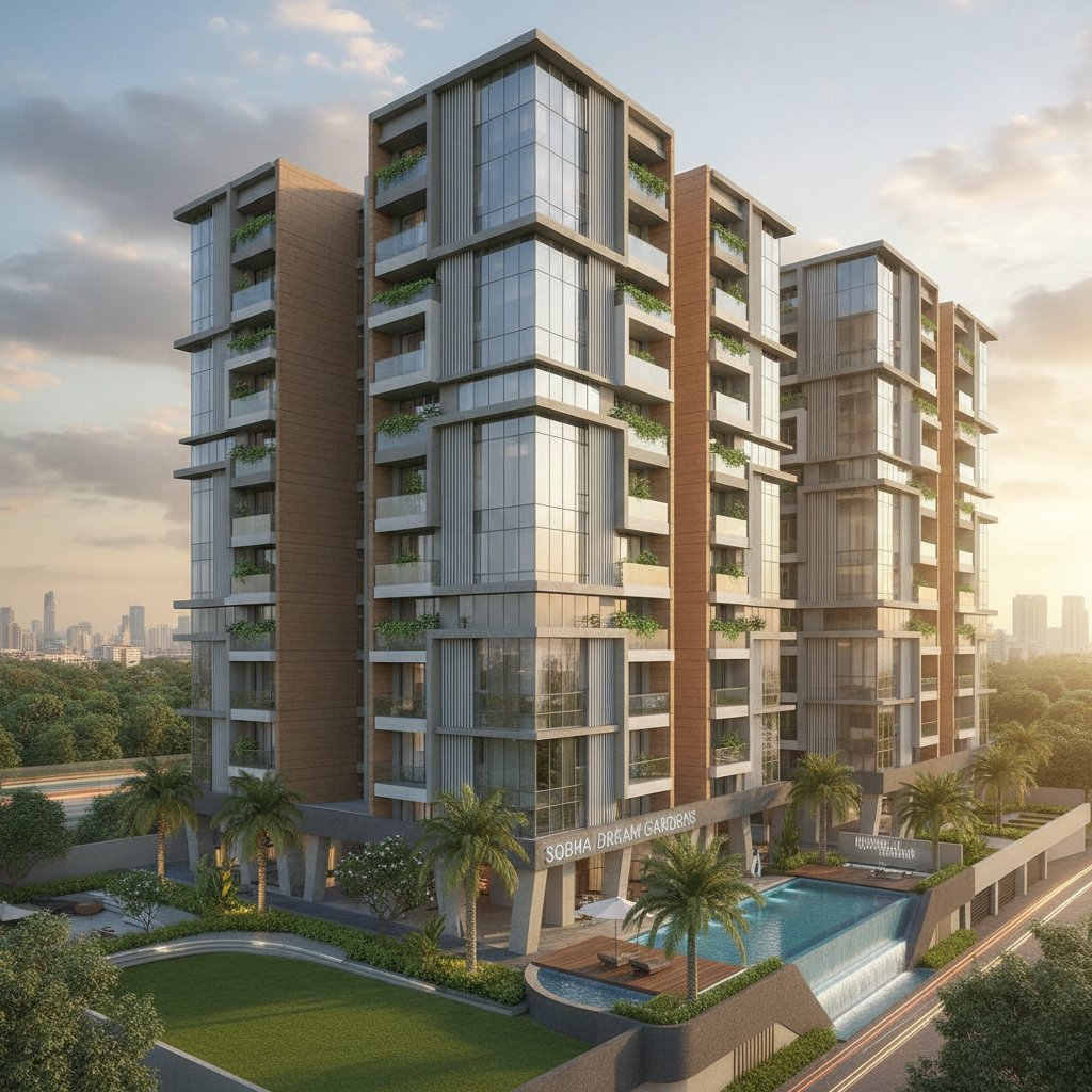 Sobha Dream Acres apartment complex with greenery in Bengaluru