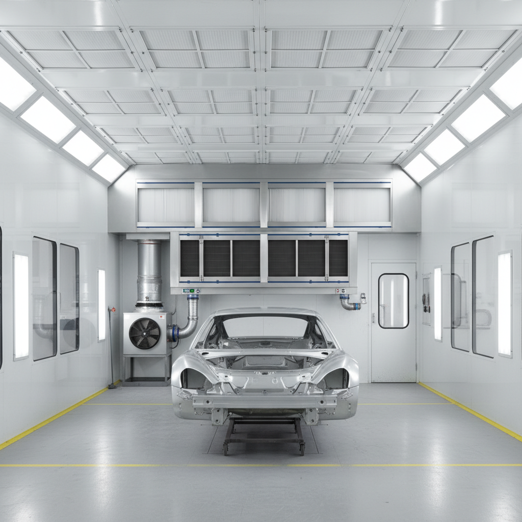 Industrial air filtration system and compressed air lines for paint booth performance and clean air quality