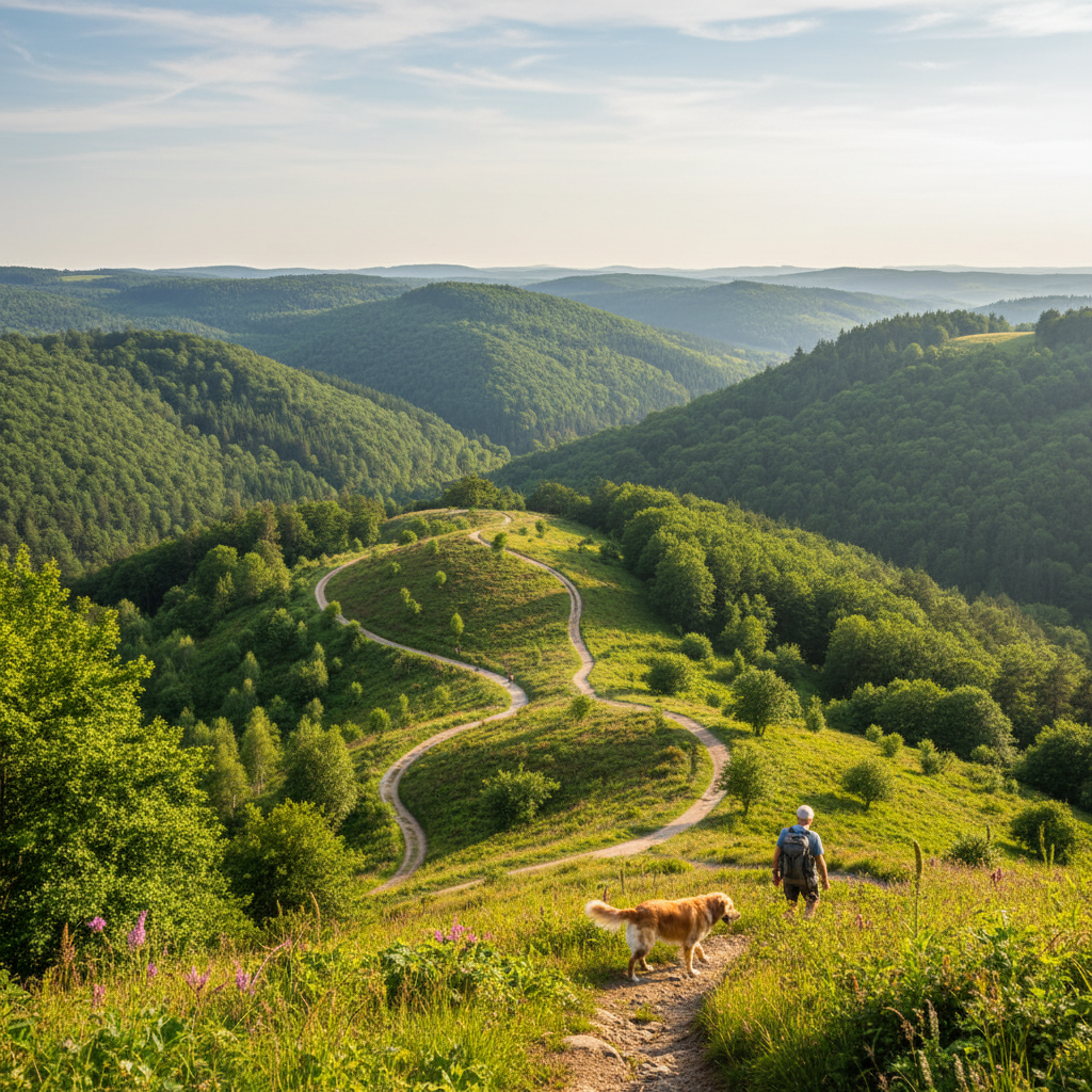 Limburgse heuvels en valleien met wandelpaden, perfect voor vakantie met hond