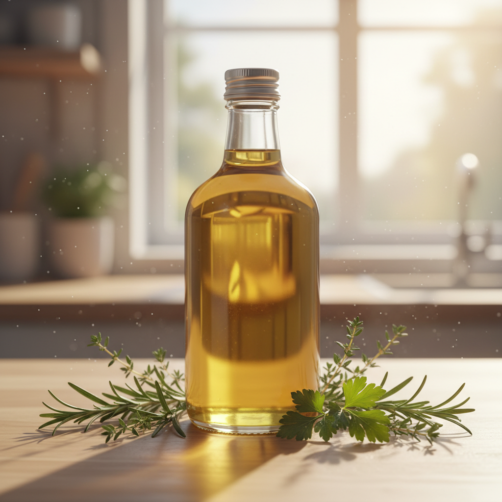 VIBI Pure mustard oil bottles neatly arranged on retail shelf, warm store lighting
