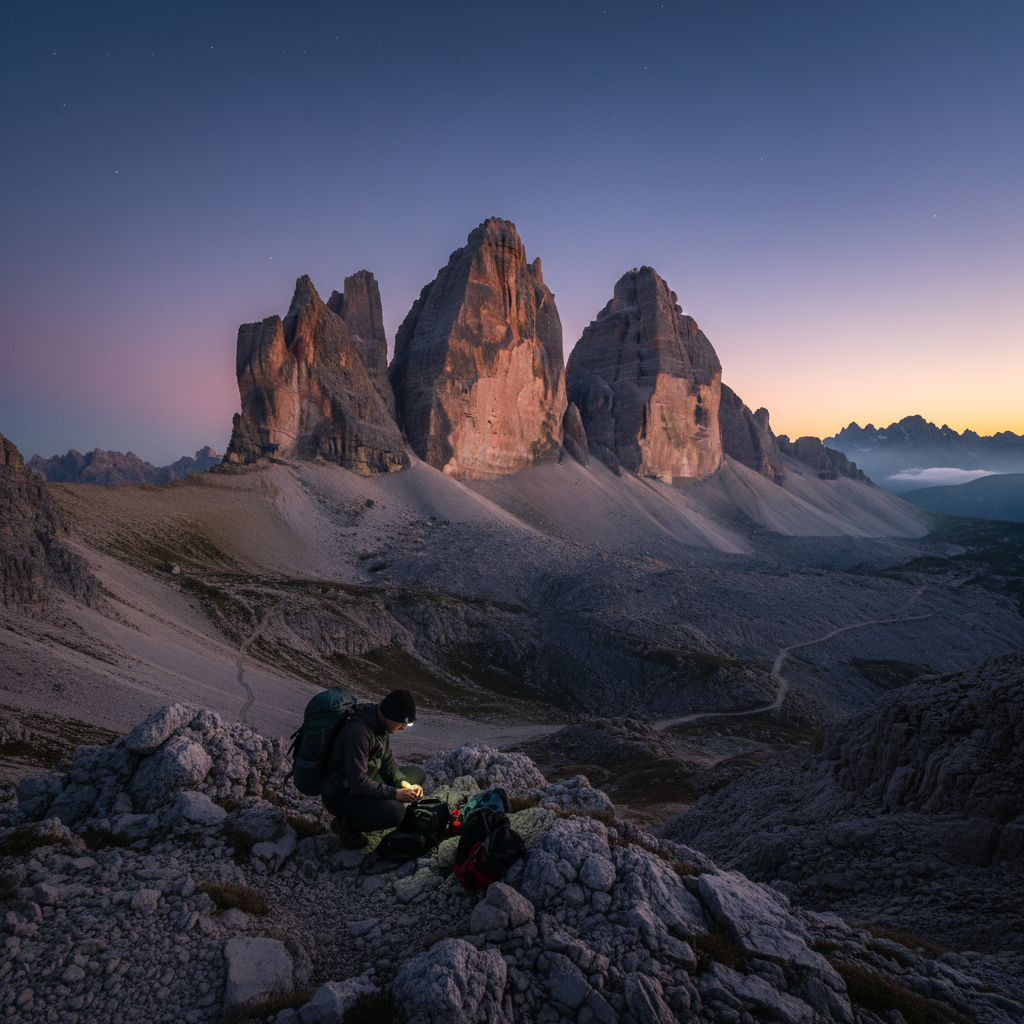 Dolomites Golden Hour Ridge — Tre Cime, Italy landscape