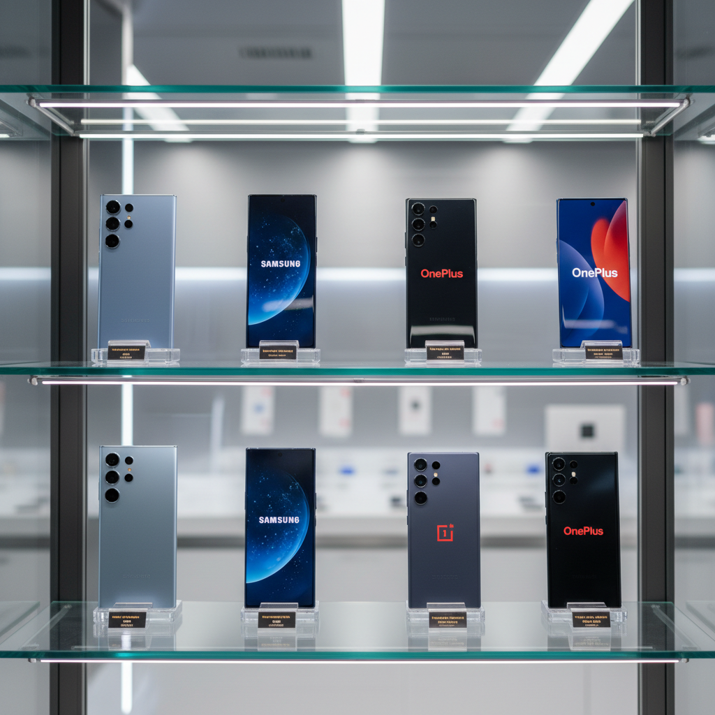 Smartphone display wall at TechZone Electronics