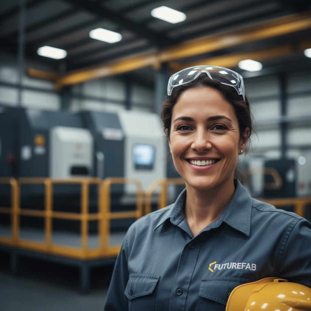 Portrait of Priya Subramaniam, manufacturing engineer at a Tier 1 auto supplier in Ohio, smiling confidently