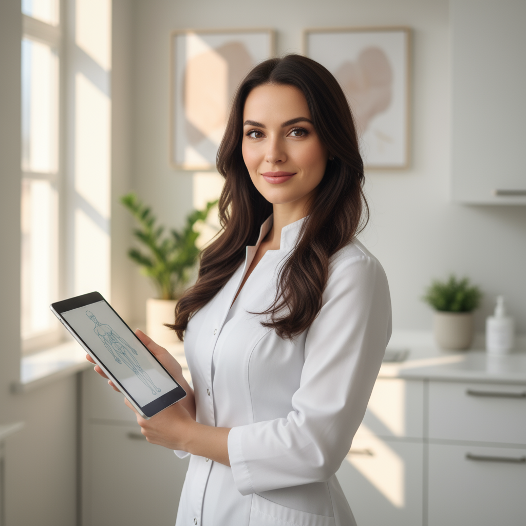 Female dermatologist with natural hair in modern clinic