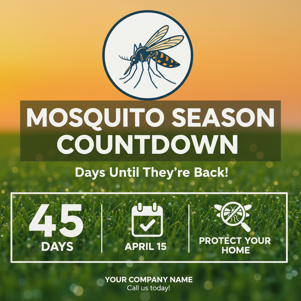 Mosquito season countdown graphic social media template for pest control businesses